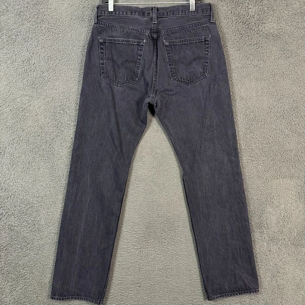 Levis 501 Jeans Mens 34x34 Black Straight Fit Dark Wash Button Fly Denim Pants